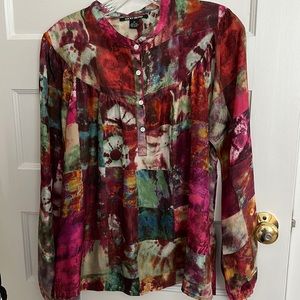 Lucky Brand tie dye silk blouse.